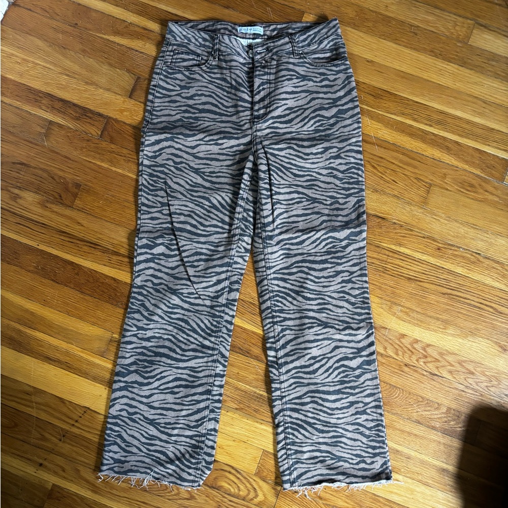 Cheetah / Zebra-Print Straight Leg Jeans